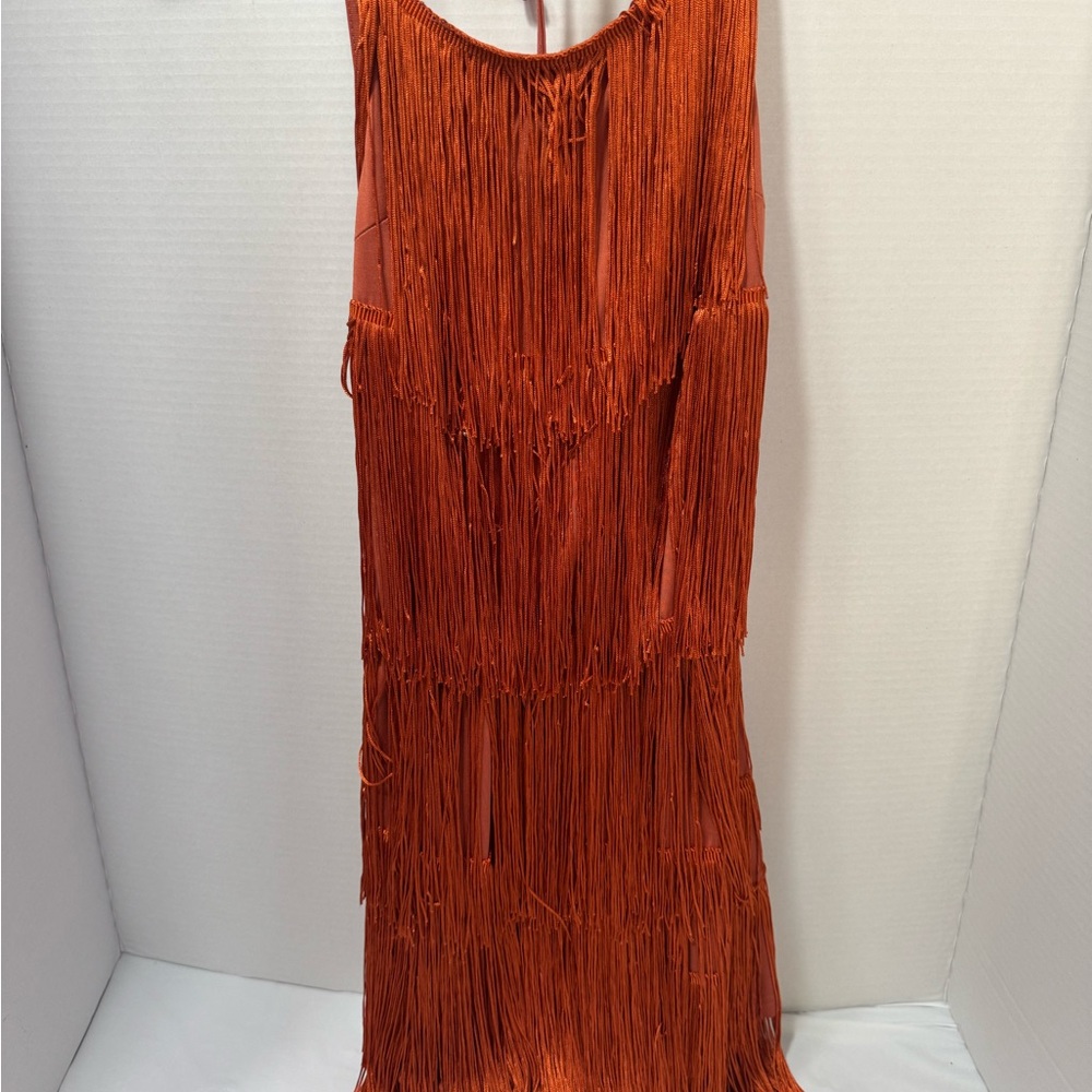 Fringe Maxi Dress in Burnt Orange - Women's Dress